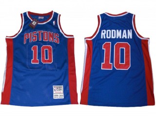 M&N Detroit Pistons #10 Dennis Rodman Blue 1988/89 Throwback Jersey