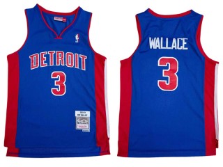 M&N Detroit Pistons #3 Ben Wallace Blue 2003/04 Hardwood Classics Jersey