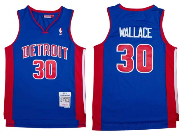 M&N Detroit Pistons #30 Rasheed Wallace Blue 2003/04 Hardwood Classics Jersey