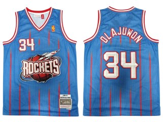 M&N Houston Rockets #34 Hakeem Olajuwon Blue 1996/97 Hardwood Classic Jersey