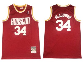 M&N Houston Rockets #34 Hakeem Olajuwon Red 1993/94 Hardwood Classic Jersey