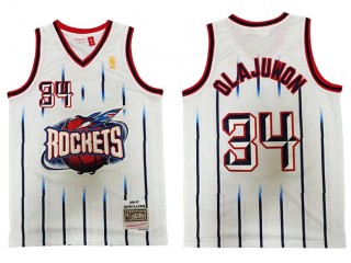 M&N Houston Rockets #34 Hakeem Olajuwon White 1996/97 Hardwood Classic Jersey