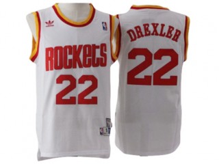 Houston Rockets #22 Clyde Drexler White Hardwood Classic Jersey