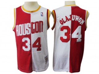 Houston Rockets #34 Hakeem Olajuwon Red/White 1993/94 Split Hardwood Classic Jersey