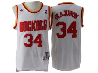 Houston Rockets #34 Hakeem Olajuwon White Hardwood Classic Jersey
