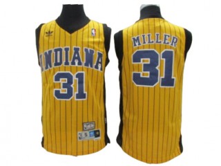 Indiana Pacers #31 Reggie Miller Yellow Pinstripe Hardwood Classics Jersey