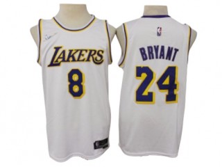 Los Angeles Lakers #24&8 Kobe Bryant White Diamond Swingman Jersey
