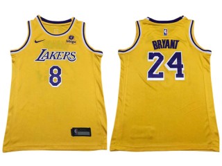 Los Angeles Lakers #24&8 Kobe Bryant Yellow Swingman Jersey