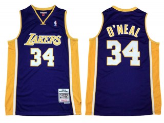 M&N Los Angeles Lakers #34 Shaquille O'neal Purple 1999-00 Hardwood Classics Jersey
