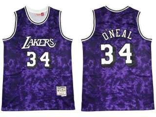 M&N Los Angeles Lakers #34 Shaquille O'neal Purple Sky Hardwood Classics Jersey