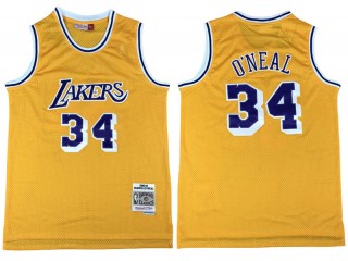 M&N Los Angeles Lakers #34 Shaquille O'neal Yellow 1996/97 Hardwood Classics Jersey