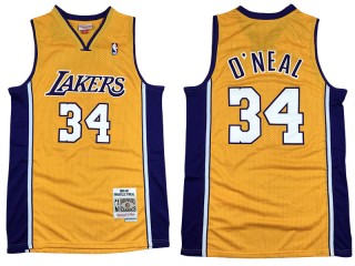M&N Los Angeles Lakers #34 Shaquille O'neal Yellow 1999-00 Hardwood Classics Jersey