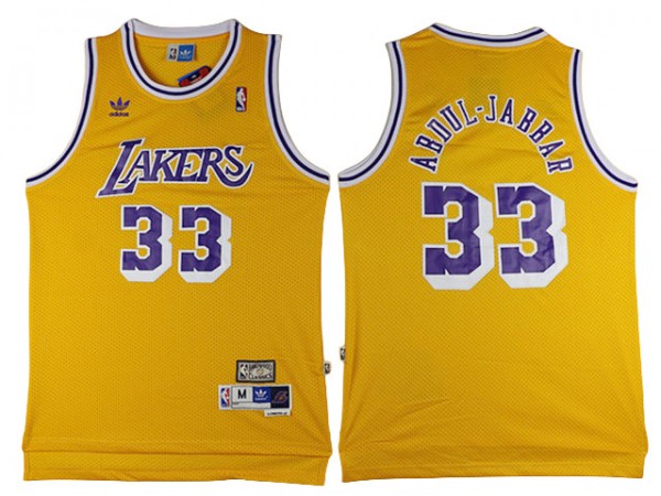 Los Angeles Lakers #33 Kareem Abdul-Jabbar Yellow Hardwood Classic Jersey