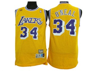 Los Angeles Lakers #34 Shaquille O'Neal Yellow Hardwood Classics Swingman Jersey