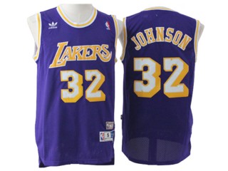 Los Angeles Lakers #32 Magic Johnson Purple Hardwood Classic Jersey