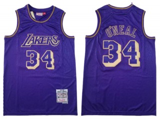 M&N Los Angeles Lakers #34 Shaquille O'neal Purple/Purple 1996/97 Hardwood Classics Jersey