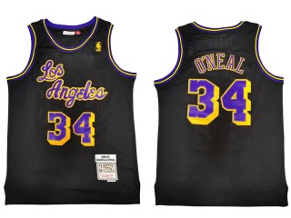 M&N Los Angeles Lakers #34 Shaquille O'neal Black/Purple 1996/97 Hardwood Classics Jersey