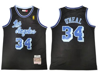 M&N Los Angeles Lakers #34 Shaquille O'neal Black/Blue 1996/97 Hardwood Classics Jersey