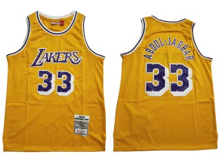 M&N Los Angeles Lakers #33 Kareem Abdul-Jabbar Yellow 1984/85 Hardwood Classic Jersey