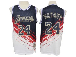 Los Angeles Lakers #24 Kobe Bryant White/Black Independence Day Hardwood Classic Jersey