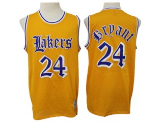 Los Angeles Lakers #24 Kobe Bryant Yellow Faded Hardwood Classic Jersey