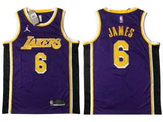 Los Angeles Lakers #6 Lebron James Purple Swingman Jersey - Embroider Edition