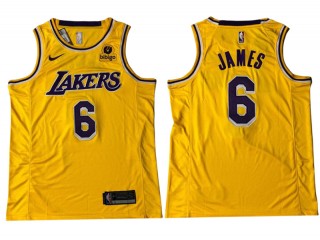 Los Angeles Lakers #6 Lebron James Yellow Swingman Jersey - Embroider Edition