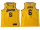 Los Angeles Lakers #6 Lebron James Yellow Swingman Jersey - Embroider Edition