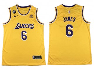 Los Angeles Lakers #6 Lebron James Yellow Swingman Jersey