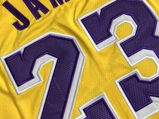 Los Angeles Lakers #23 Lebron James Yellow Embroider Edition Jersey
