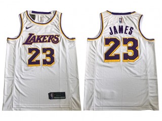 Los Angeles Lakers #23 Lebron James White Embroider Edition Jersey
