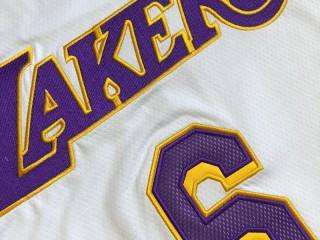 Los Angeles Lakers #6 Lebron James White Embroider Edition Jersey