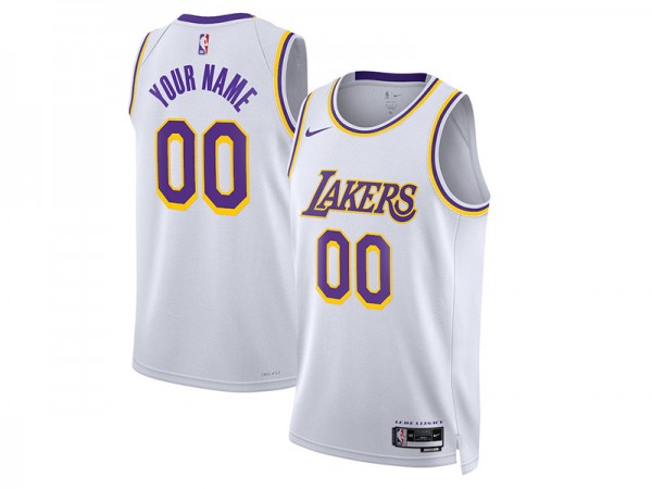 Custom Los Angeles Lakers White Association Edition Jersey