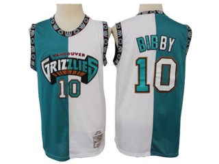 Vancouver Grizzlies #10 Mike Bibby Teal/White Split Hardwood Classic Jersey