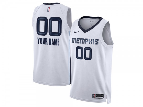 Custom Memphis Grizzlies White Association Edition Jersey