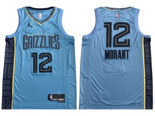 Memphis Grizzlies #12 Ja Morant Light Blue Embroider Swingman Jersey