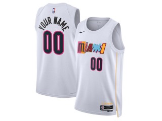 Custom Miami Heat White 2022/23 City Edition Swingman Jersey