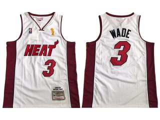 M&N Miami Heat #3 Dwyane Wade 2005-06 White Embroider Edition Jersey