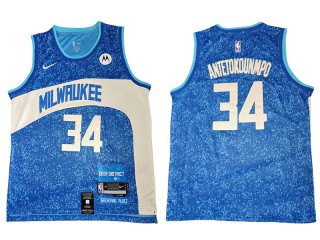 Milwaukee Bucks #34 Giannis Antetokounmpo 2023/24 Blue City Edition Swingman Jersey