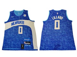 Milwaukee Bucks #0 Damian Lillard Blue 2023/24 City Edition Swingman Jersey