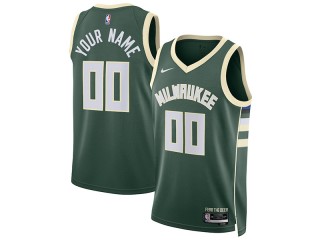Custom Milwaukee Bucks Green Icon Edition Jersey