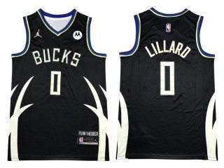 Milwaukee Bucks #0 Damian Lillard Black Swingman Jersey