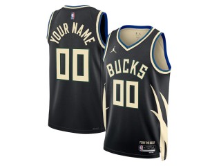 Custom Milwaukee Bucks Black Statement Edition Jersey