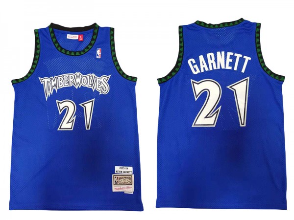 M&N Minnesota Timberwolves #21 Kevin Garnett Blue 2003/04 Hardwood Classics Jersey