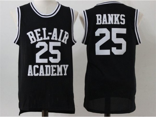 The Fresh Prince of Bel-Air Bel-Air Academy #25 Carlton Banks Black Movie Basketball Jersey