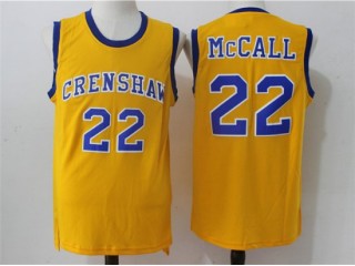 Love & Basketball Crenshaw High School #22 Quincy McCall Yellow Movie Basketball Jersey