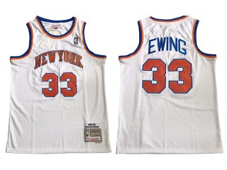 M&N New York Knicks #33 Patrick Ewing White 1985-86 Embroider Edition Jersey