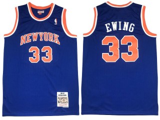 M&N New York Knicks #33 Patrick Ewing Blue 1991/92 Hardwood Classics Jersey