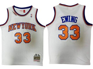 M&N New York Knicks #33 Patrick Ewing White 1985/86 Hardwood Classics Jersey