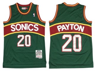 M&N Seattle SuperSonics #20 Gary Payton Green/Red Stripe 1995-96 Hardwood Classics Jersey